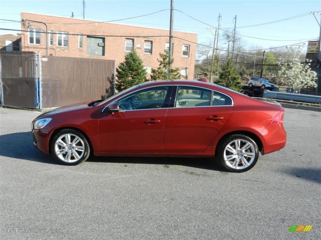 2012 S60 T6 AWD - Flamenco Red Metallic / Soft Beige photo #11