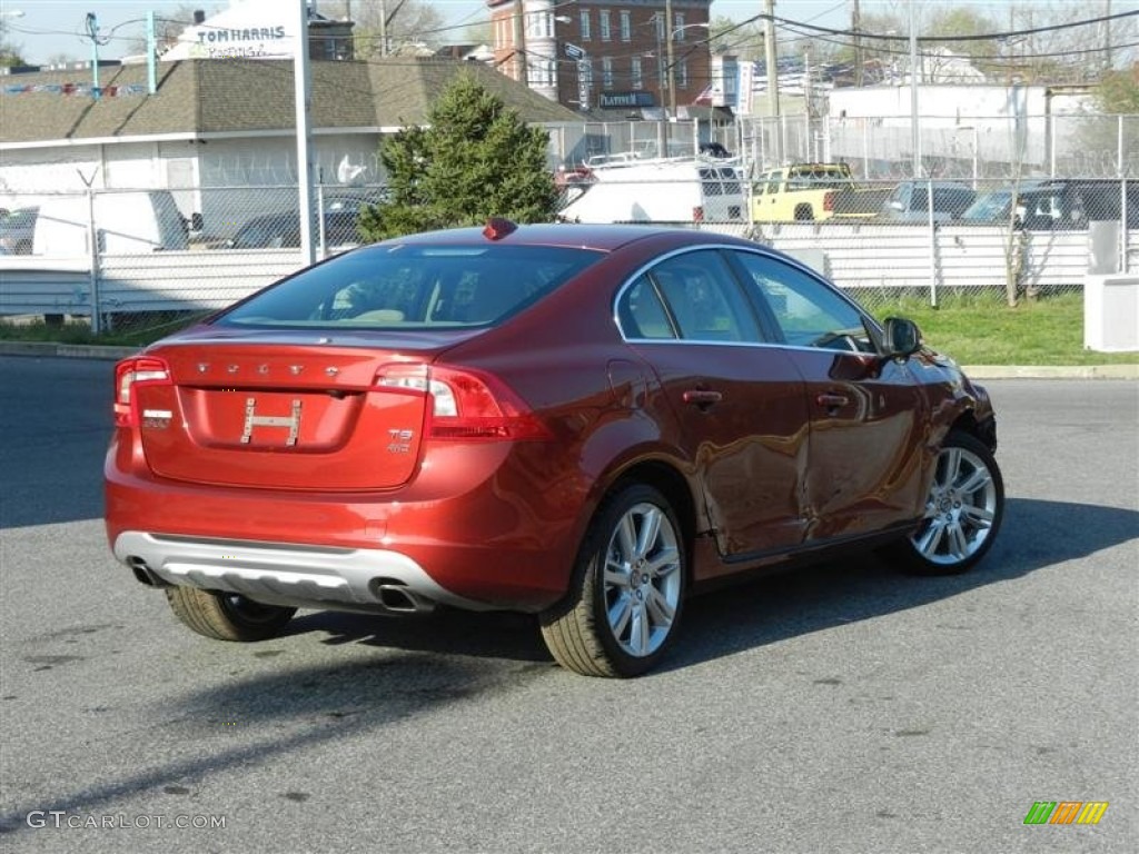 2012 S60 T6 AWD - Flamenco Red Metallic / Soft Beige photo #40