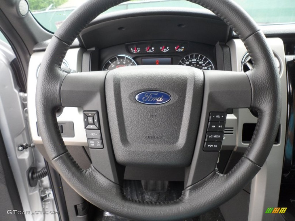 2012 Ford F150 FX2 SuperCab Black Steering Wheel Photo #63143404