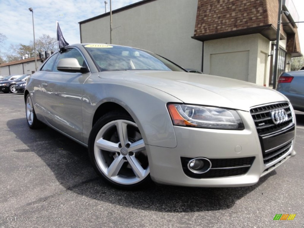 2009 A5 3.2 quattro Coupe - Sahara Silver Metallic / Linen Beige photo #1