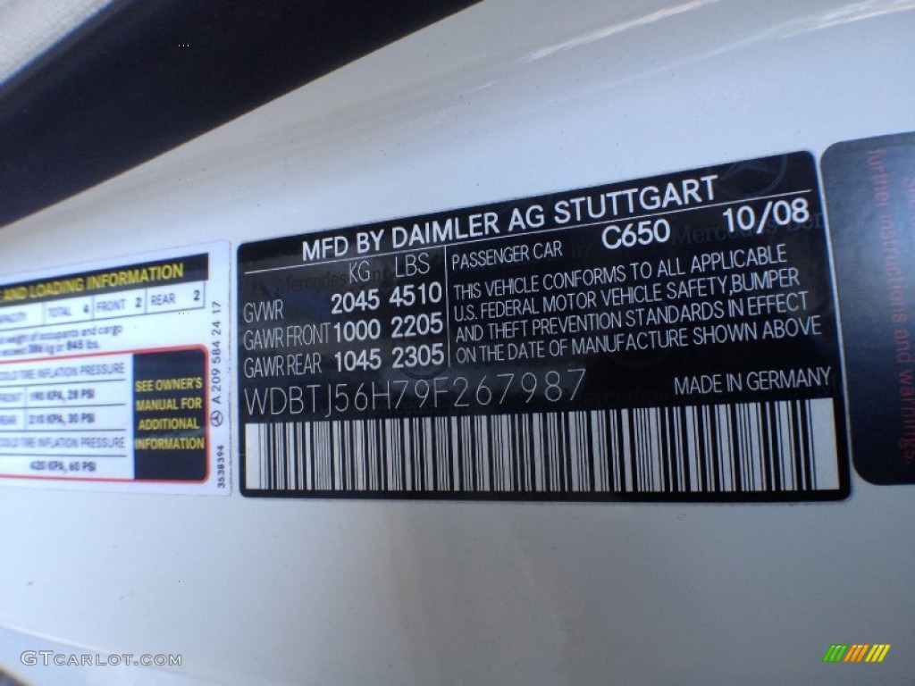 2009 CLK Color Code 650 for Arctic White Photo #63148816