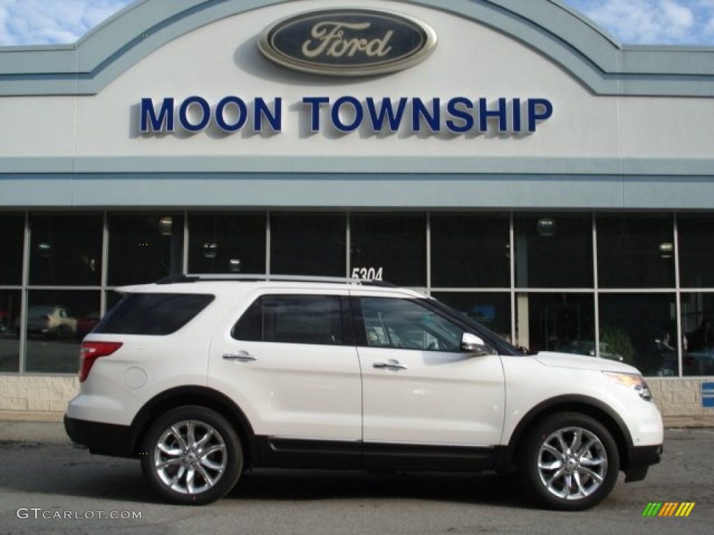 2013 Explorer Limited 4WD - White Platinum Tri-Coat / Medium Light Stone photo #1