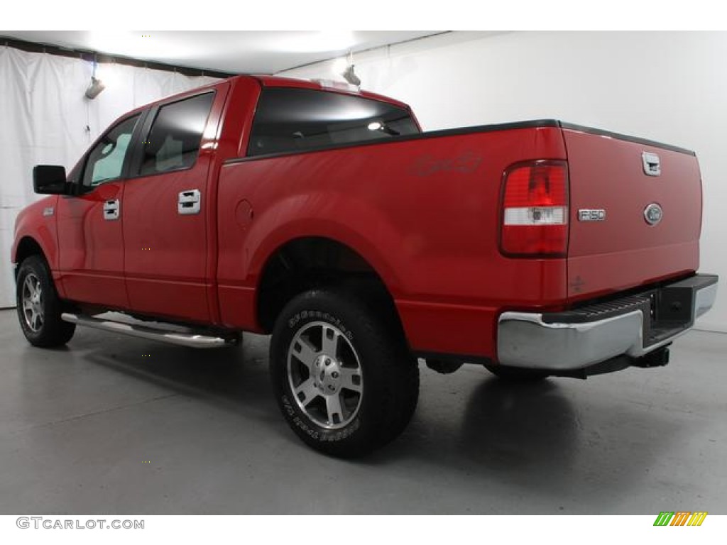 2005 F150 XLT SuperCrew 4x4 - Bright Red / Medium Flint/Dark Flint Grey photo #6