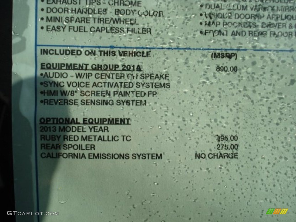 2013 Ford Taurus SEL Window Sticker Photo #63154135