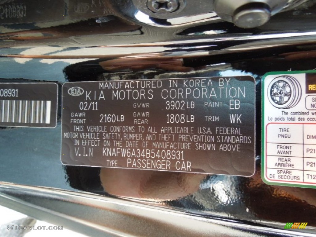 2011 Forte Koup Color Code EB for Ebony Black Photo #63162220