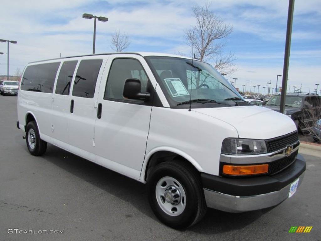 Summit White 2011 Chevrolet Express LT 3500 Extended Passenger Van Exterior Photo #63168830