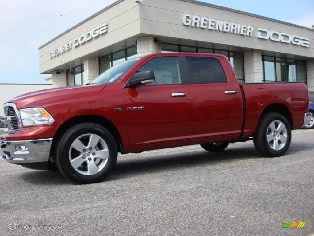 2010 Ram 1500 Big Horn Crew Cab - Inferno Red Crystal Pearl / Dark Slate/Medium Graystone photo #3