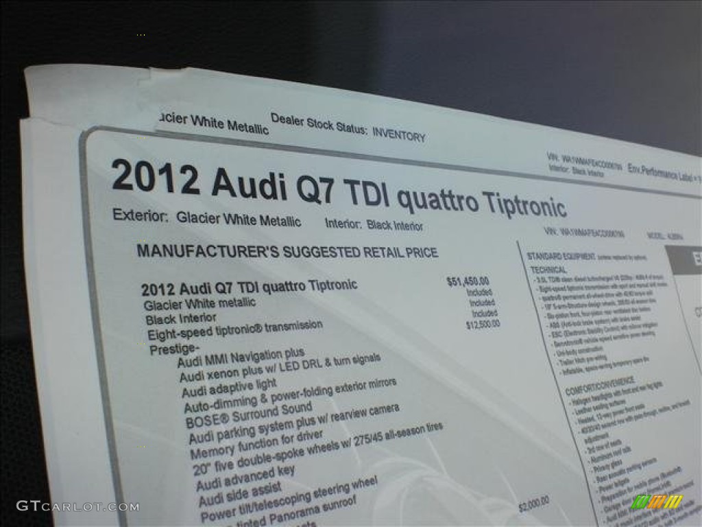 2012 Audi Q7 3.0 TDI quattro Window Sticker Photo #63173055