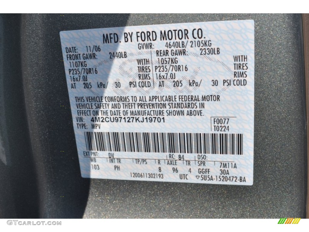 2007 Mariner Color Code DV for Light Tundra Metallic Photo #63177124