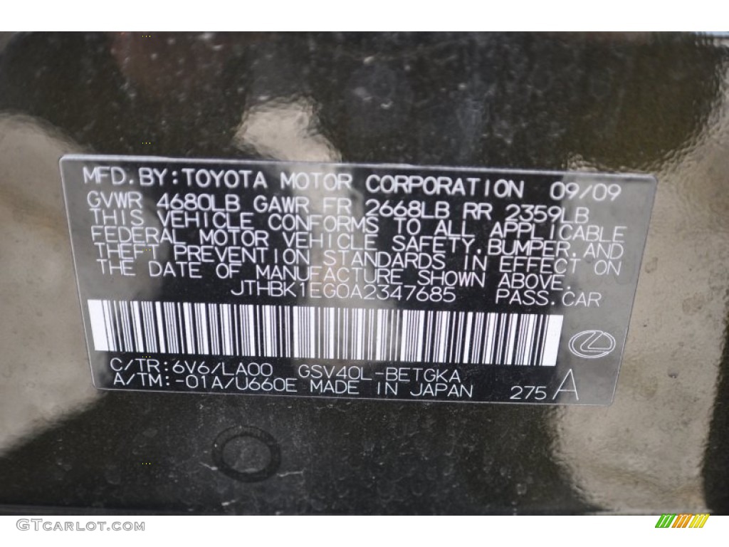 2010 ES Color Code 6V6 for Peridot Green Mica Photo #63177259