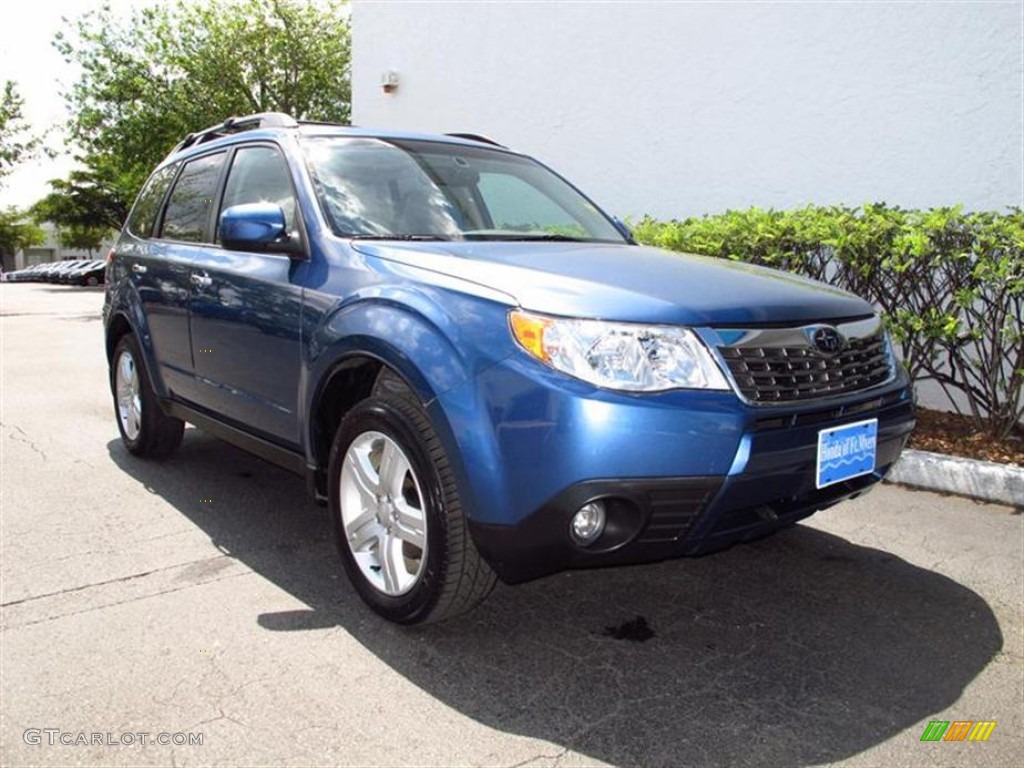 2009 Forester 2.5 X Limited - Newport Blue Pearl / Platinum photo #1