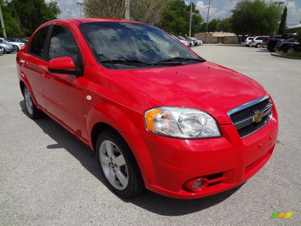 2008 Aveo LS Sedan - Victory Red / Neutral Beige photo #10