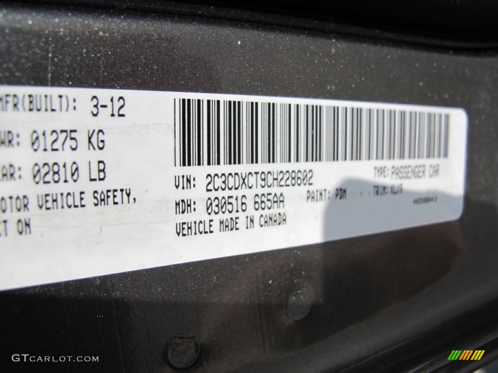 2012 Charger Color Code PDM for Tungsten Metallic Photo #63203211