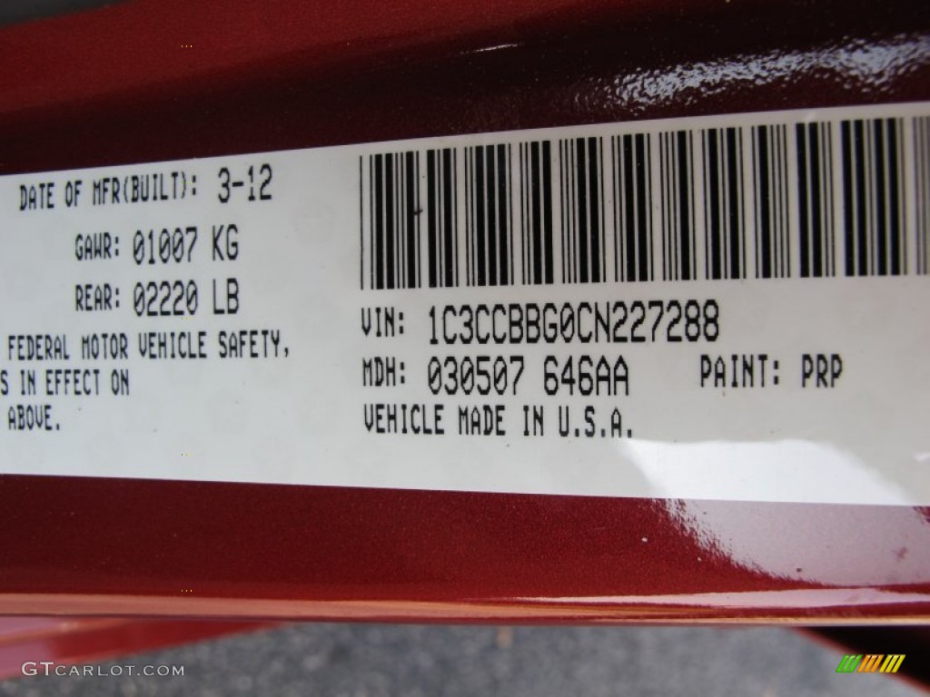 2012 200 Color Code PRP for Deep Cherry Red Crystal Pearl Coat Photo #63204360