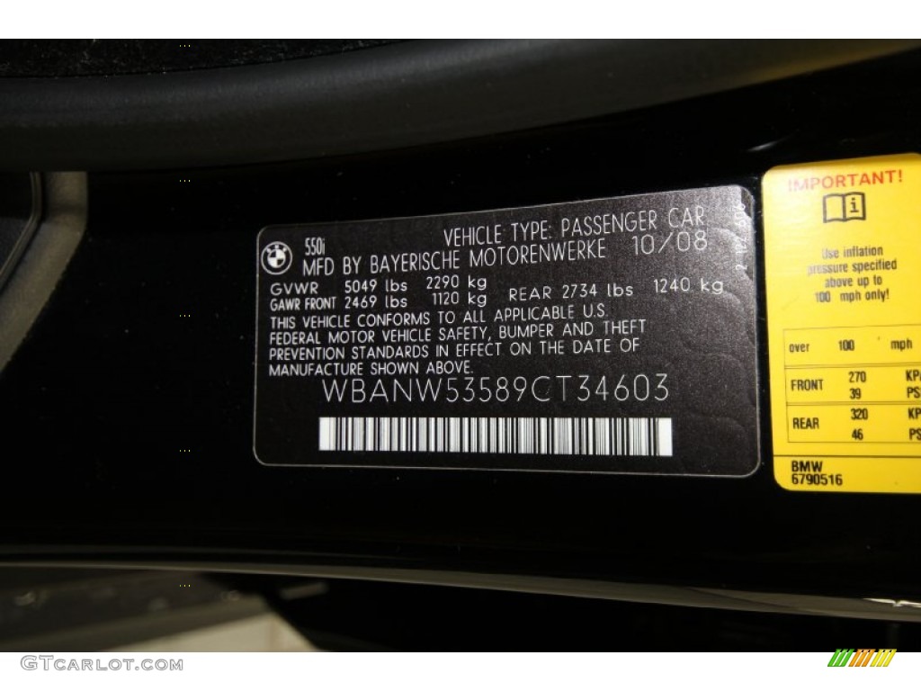 2009 5 Series 550i Sedan - Jet Black / Black photo #10