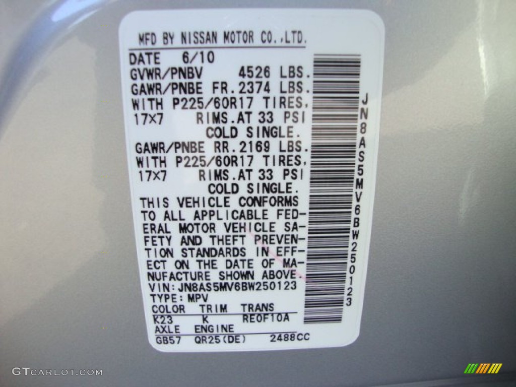 2011 Rogue SV AWD - Silver Ice Metallic / Black photo #32