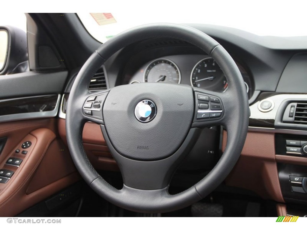 2011 BMW 5 Series 535i Sedan Cinnamon Brown Steering Wheel Photo #63219576