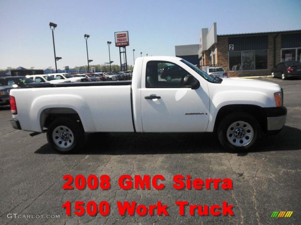 2008 Sierra 1500 Work Truck Regular Cab - Summit White / Dark Titanium photo #1