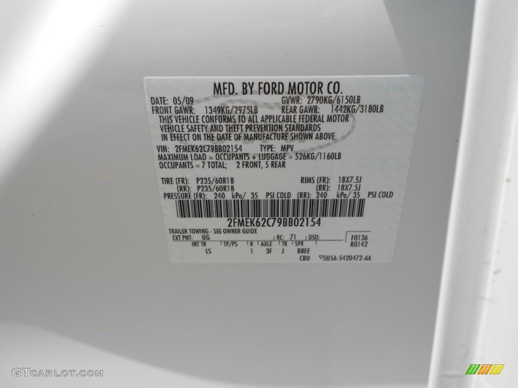 2009 Flex SEL AWD - White Platinum Tri-Coat / Medium Light Stone photo #28