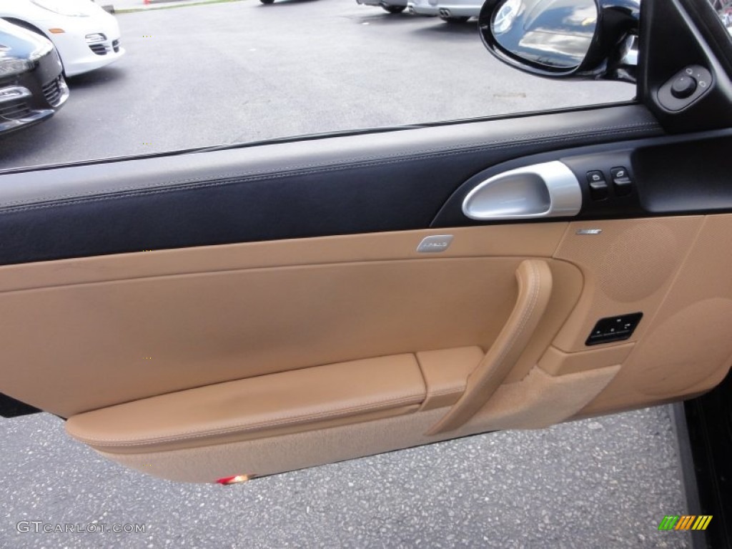 2007 Porsche 911 Turbo Coupe Black/Sand Beige Door Panel Photo #63226113