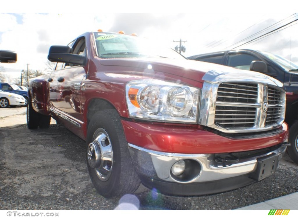 2008 Ram 3500 Big Horn Edition Quad Cab Dually - Inferno Red Crystal Pearl / Medium Slate Gray photo #4