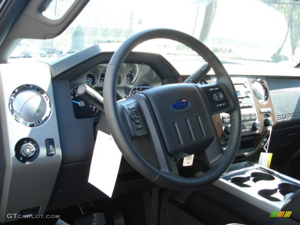 2012 Ford F350 Super Duty Lariat Crew Cab 4x4 Black Steering Wheel Photo #63236775