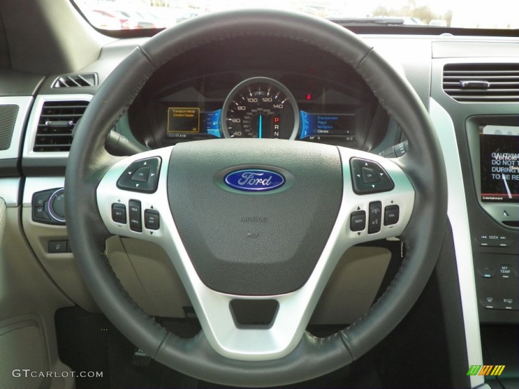 2013 Ford Explorer XLT 4WD Medium Light Stone Steering Wheel Photo #63240435