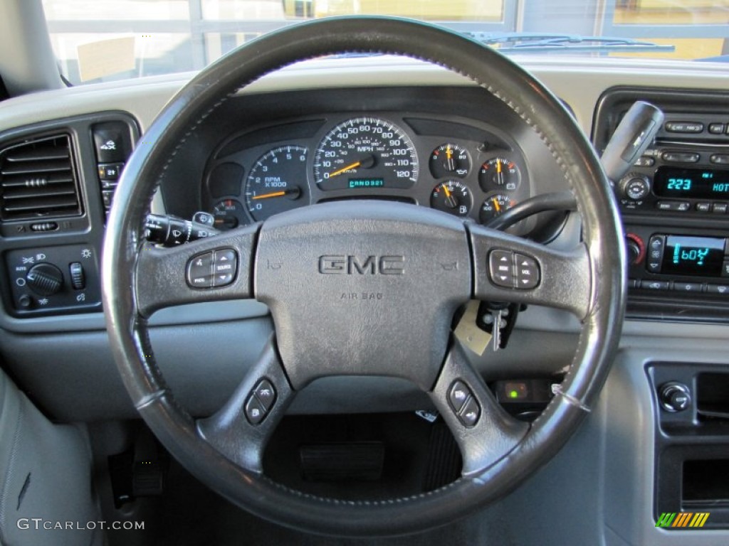2004 GMC Sierra 2500HD SLT Crew Cab 4x4 Dark Pewter Steering Wheel Photo #63252142