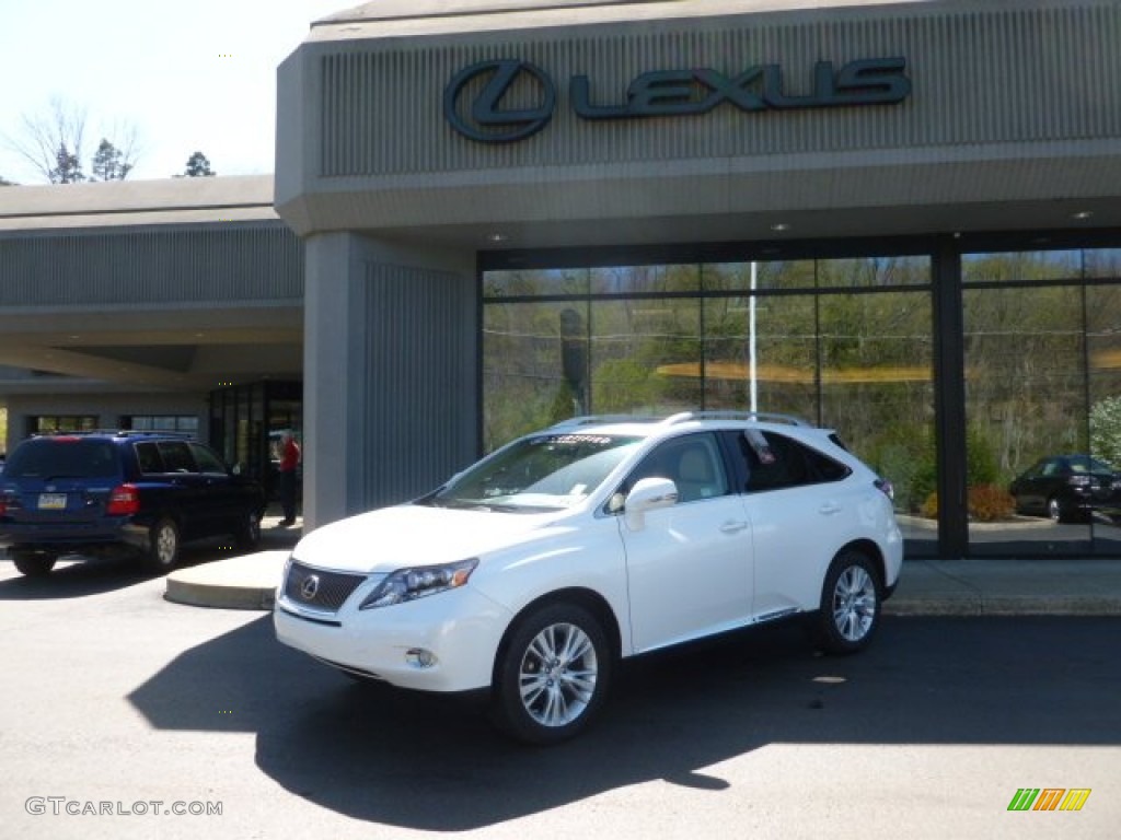 2010 RX 450h AWD Hybrid - Starfire White Pearl / Parchment/Brown Walnut photo #1