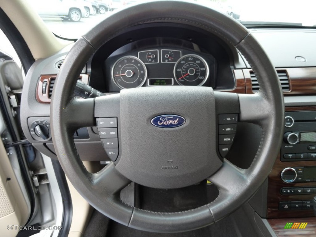 2008 Ford Taurus SEL AWD Camel Steering Wheel Photo #63253712