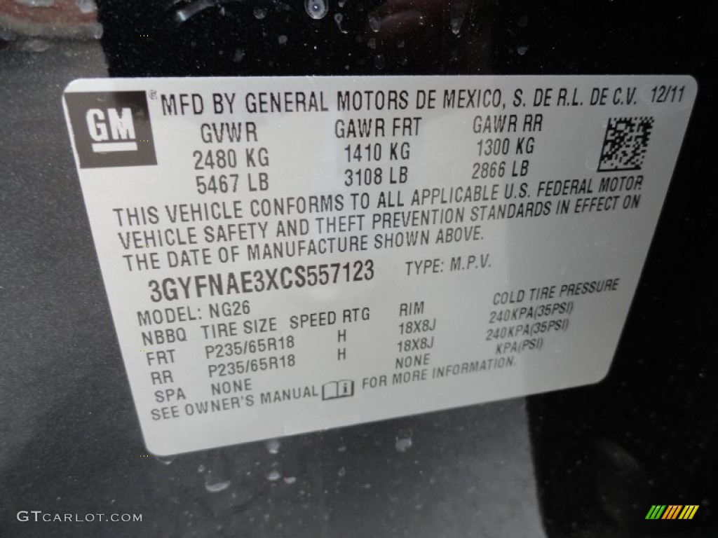 2012 SRX Luxury - Black Raven / Ebony/Ebony photo #15