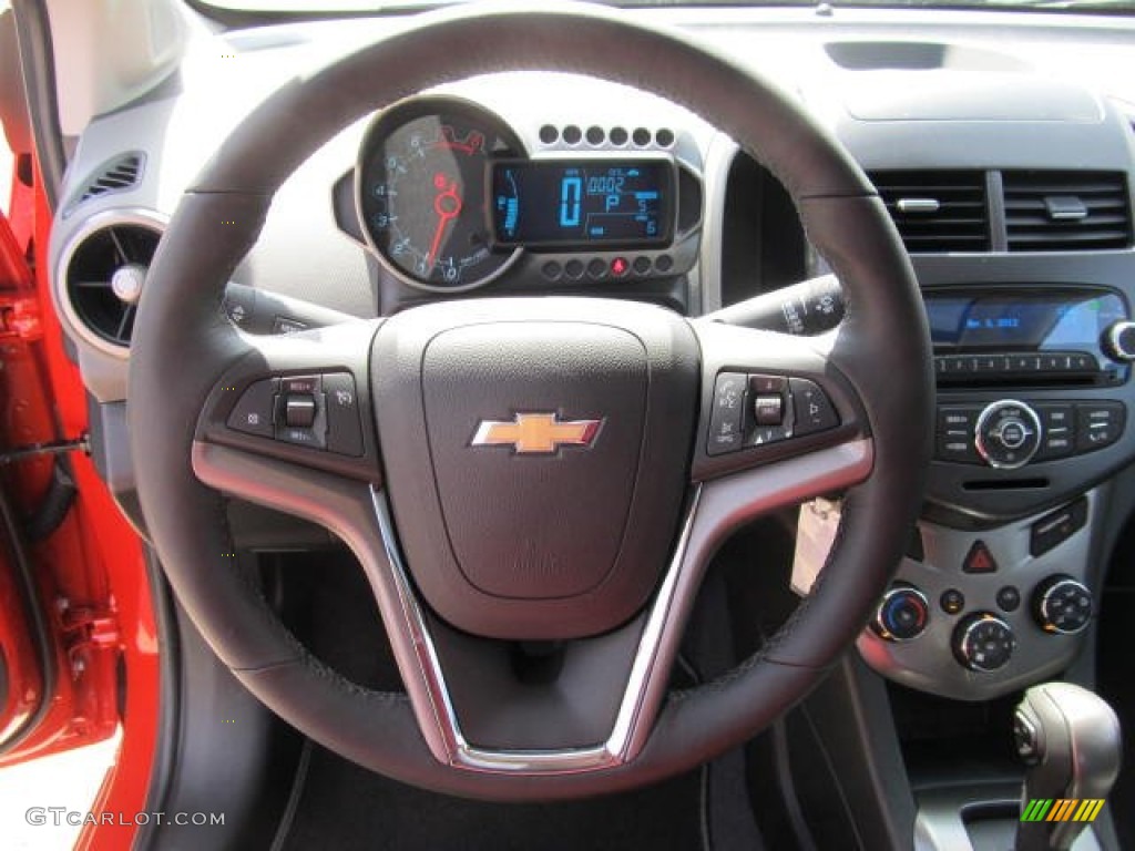 2012 Chevrolet Sonic LTZ Hatch Jet Black/Dark Titanium Steering Wheel Photo #63255041