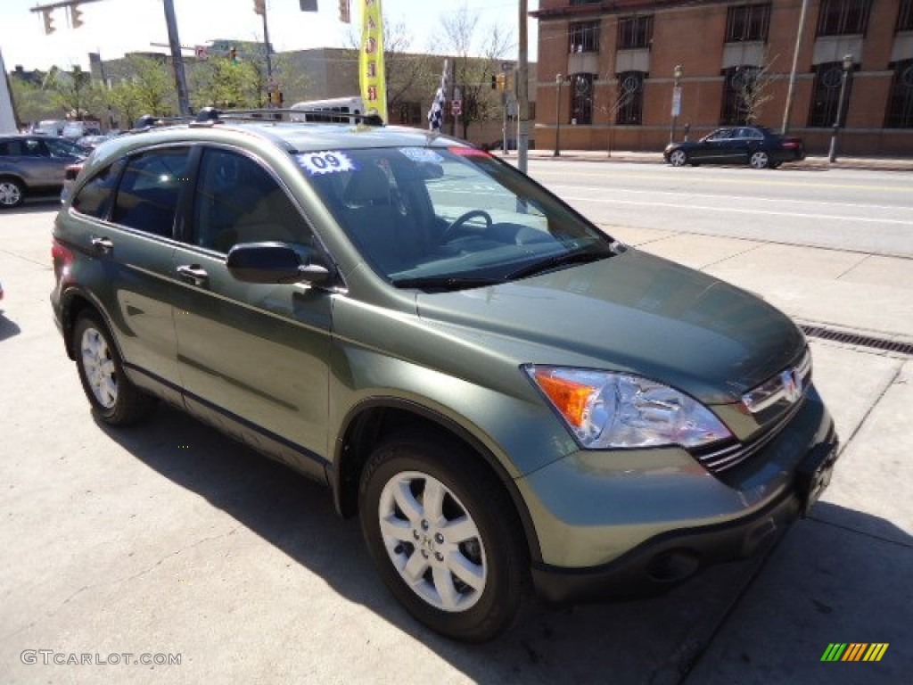 2009 CR-V EX 4WD - Green Tea Metallic / Ivory photo #7