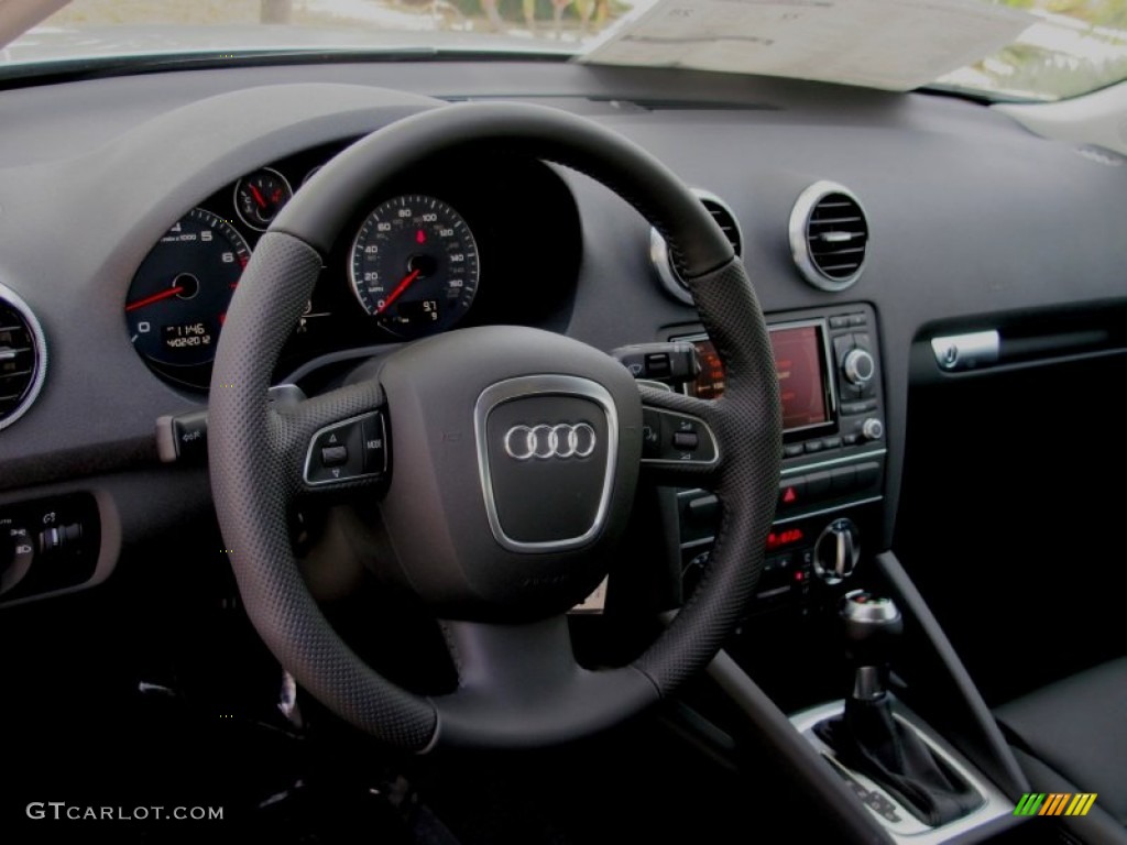 2012 Audi A3 2.0T Black Steering Wheel Photo #63259130
