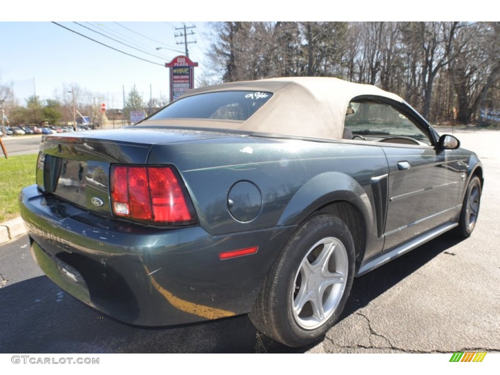 1999 Mustang V6 Convertible - Dark Green Satin Metallic / Medium Parchment photo #6