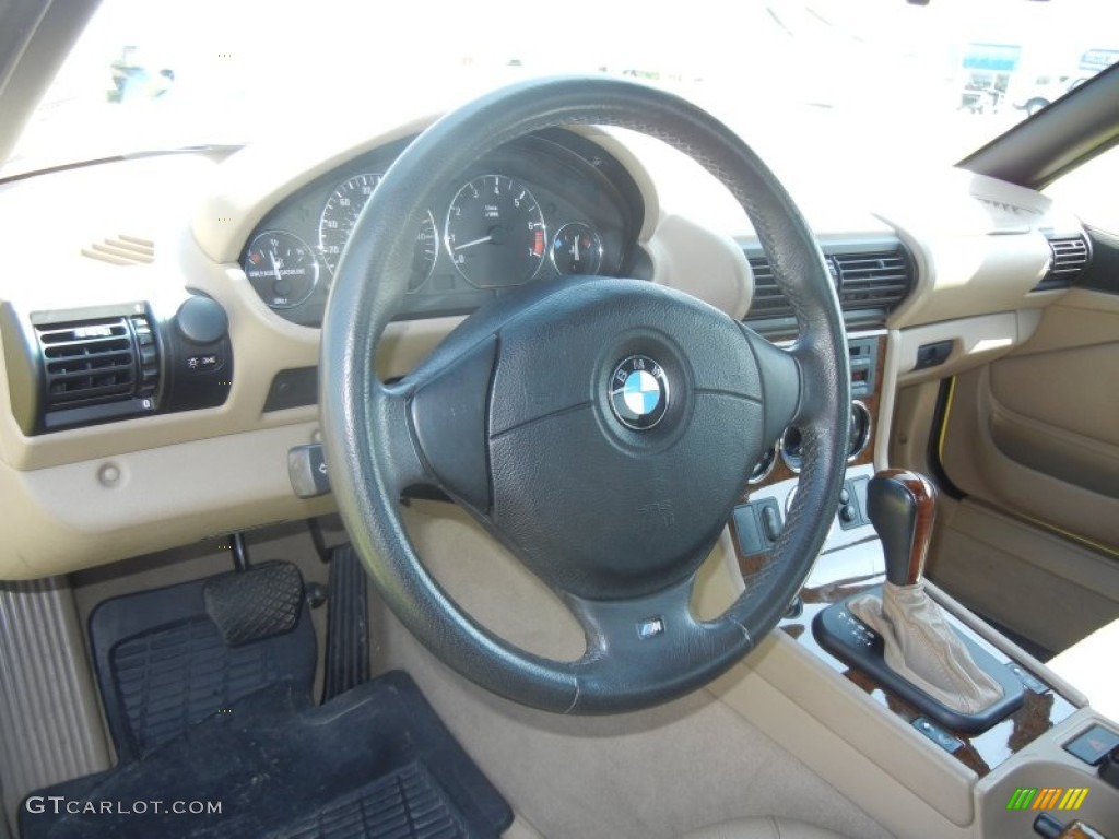 2002 BMW Z3 2.5i Roadster Beige Steering Wheel Photo #63260368