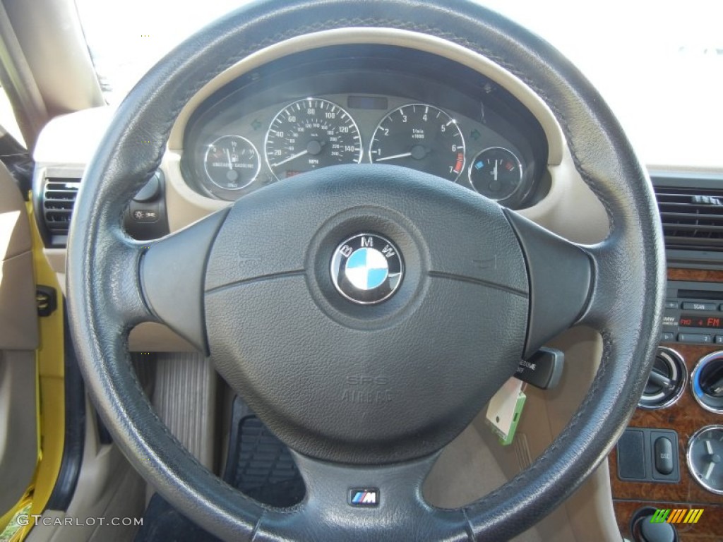 2002 BMW Z3 2.5i Roadster Beige Steering Wheel Photo #63260386