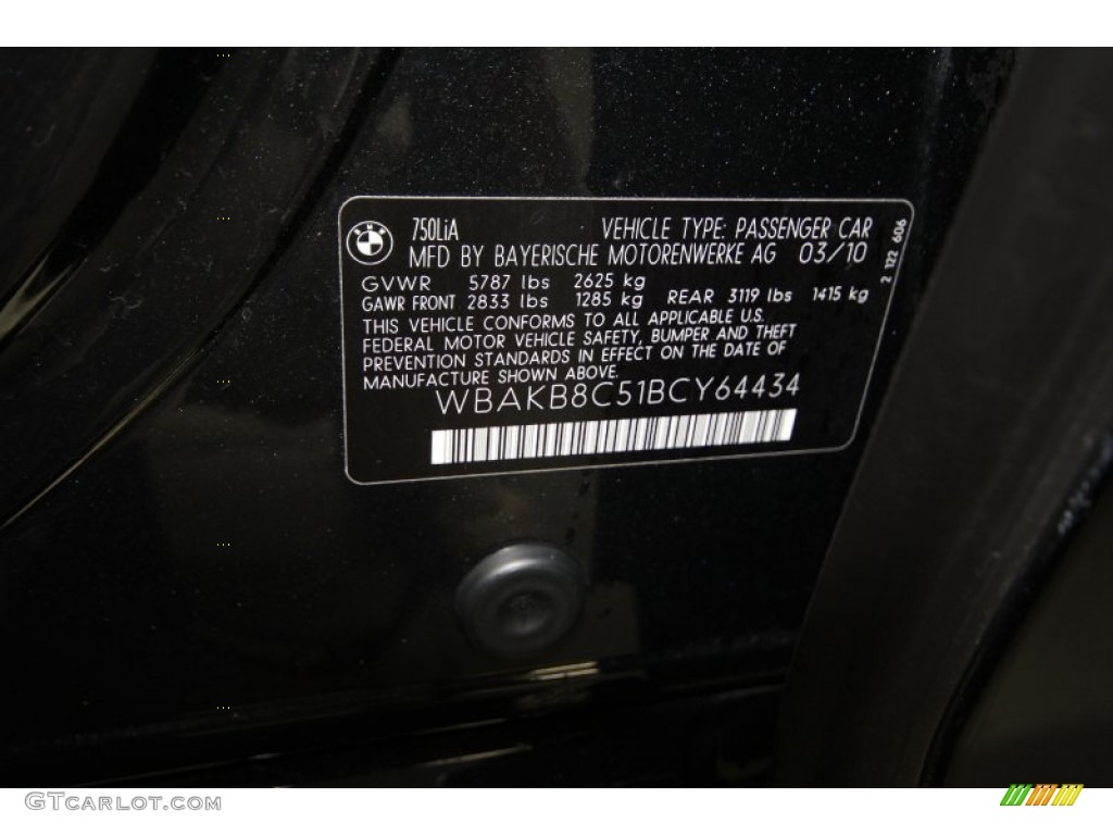 2011 7 Series 750Li Sedan - Black Sapphire Metallic / Oyster/Black photo #10