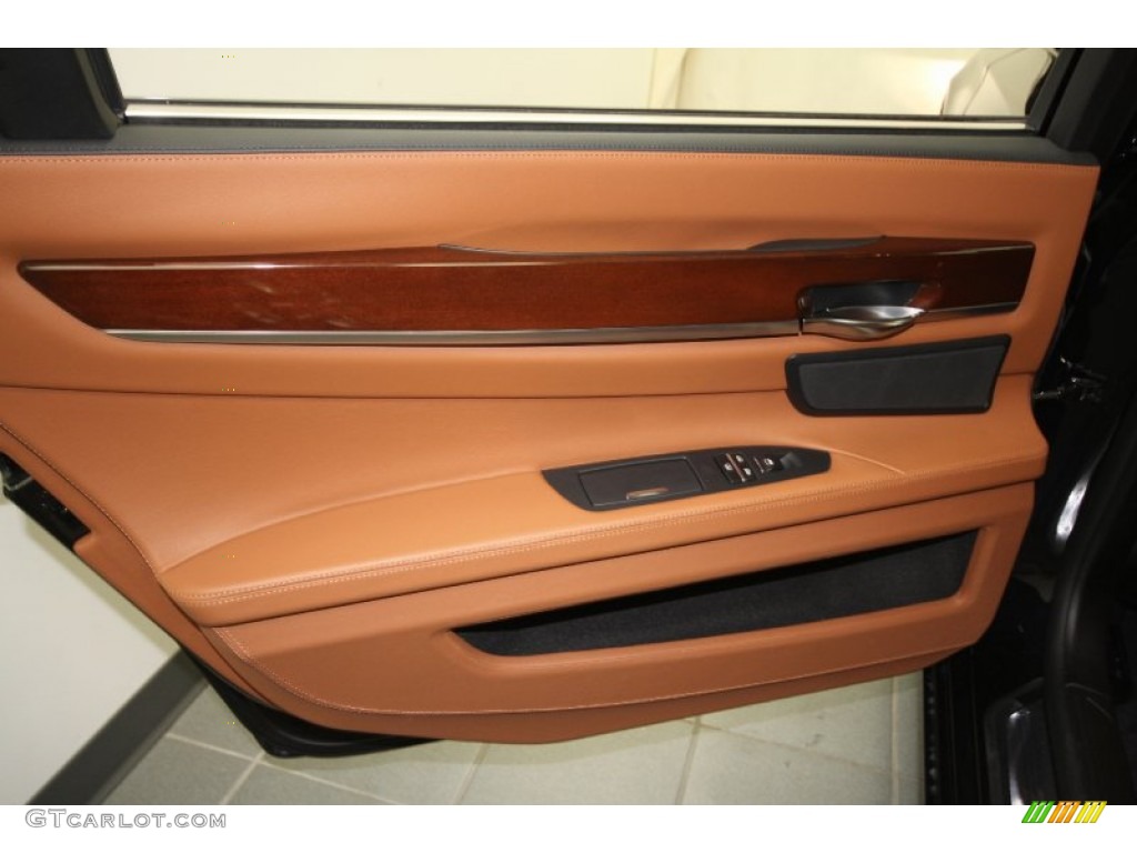 2010 BMW 7 Series 750Li Sedan Amaro Brown Full Merino Leather Door Panel Photo #63266767