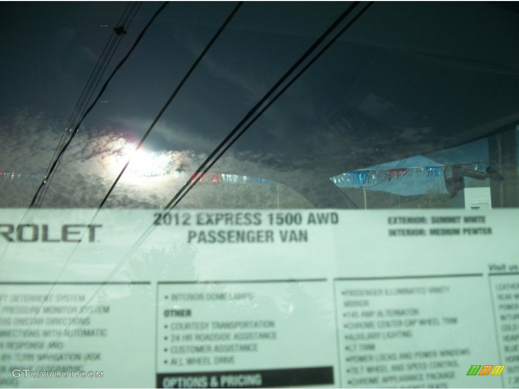 2012 Express LT 1500 AWD Passenger Van - Summit White / Medium Pewter photo #45