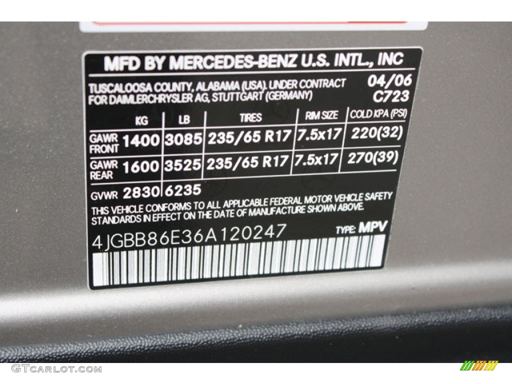 2006 ML Color Code 723 for Pewter Metallic Photo #63268222