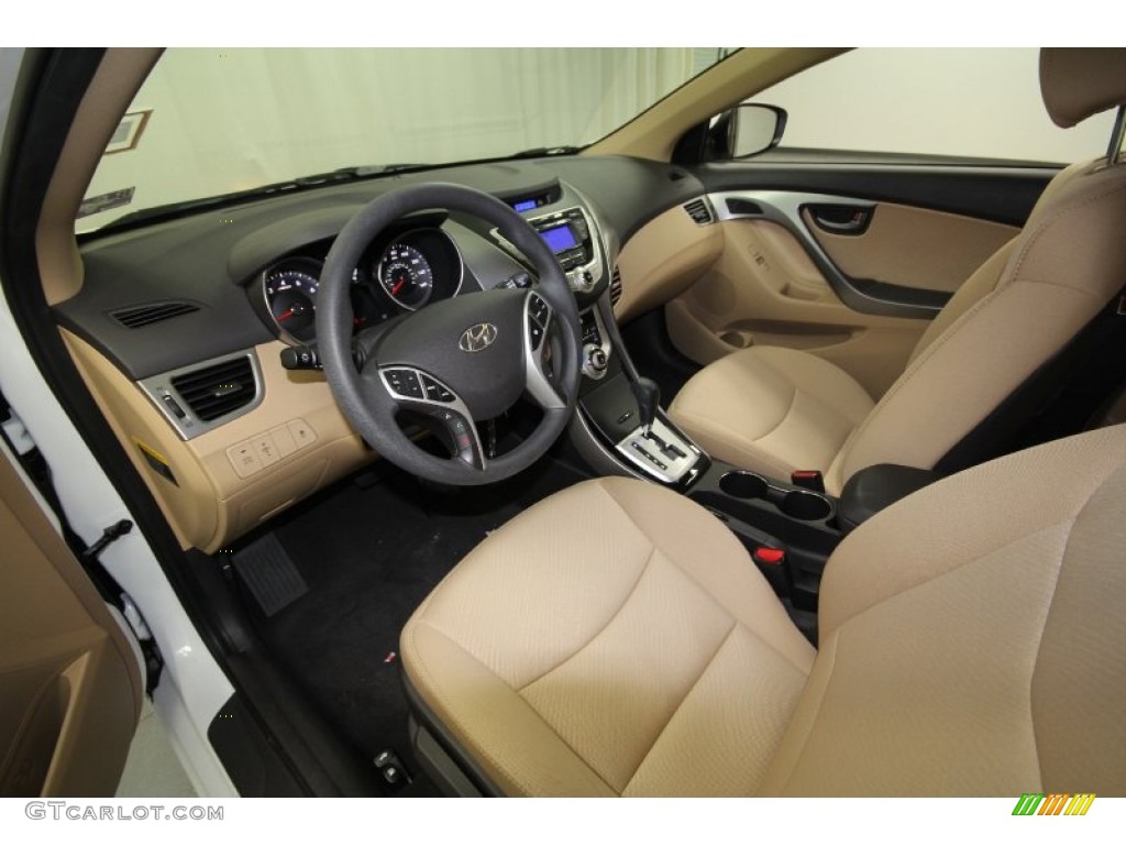 2012 Elantra GLS - Shimmering White / Beige photo #14