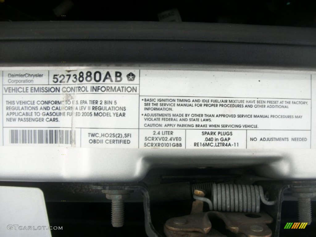 2005 Chrysler PT Cruiser Touring Convertible Info Tag Photos