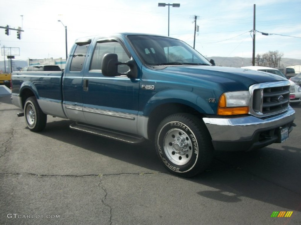 2000 F250 Super Duty XLT Extended Cab - Island Blue Metallic / Medium Graphite photo #1