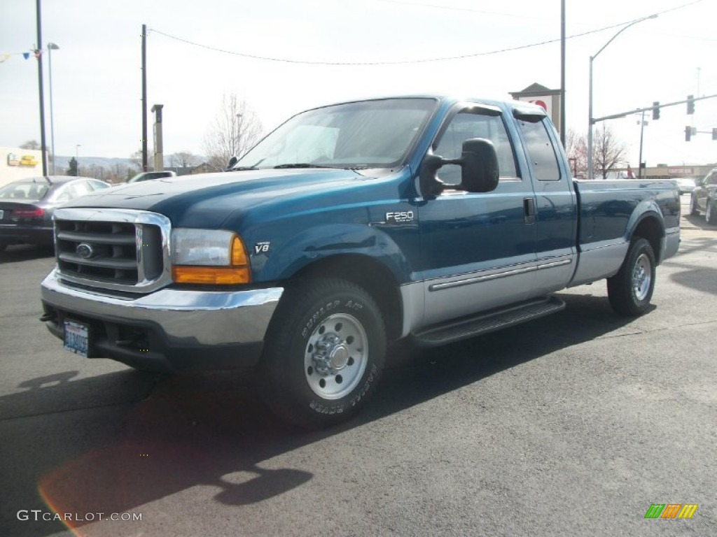 2000 F250 Super Duty XLT Extended Cab - Island Blue Metallic / Medium Graphite photo #5