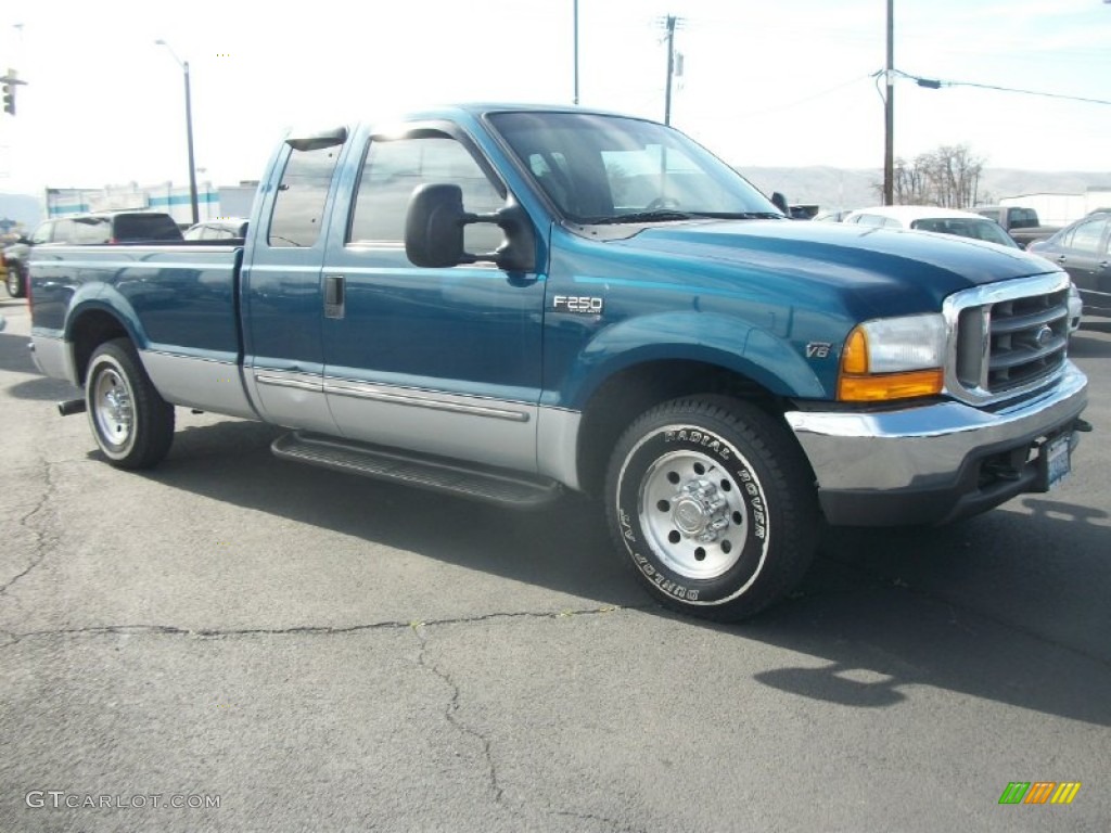 2000 F250 Super Duty XLT Extended Cab - Island Blue Metallic / Medium Graphite photo #32