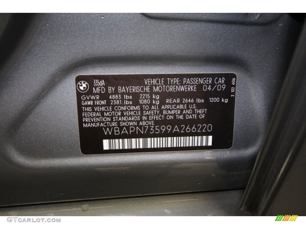 2009 3 Series 335d Sedan - Space Grey Metallic / Black photo #10