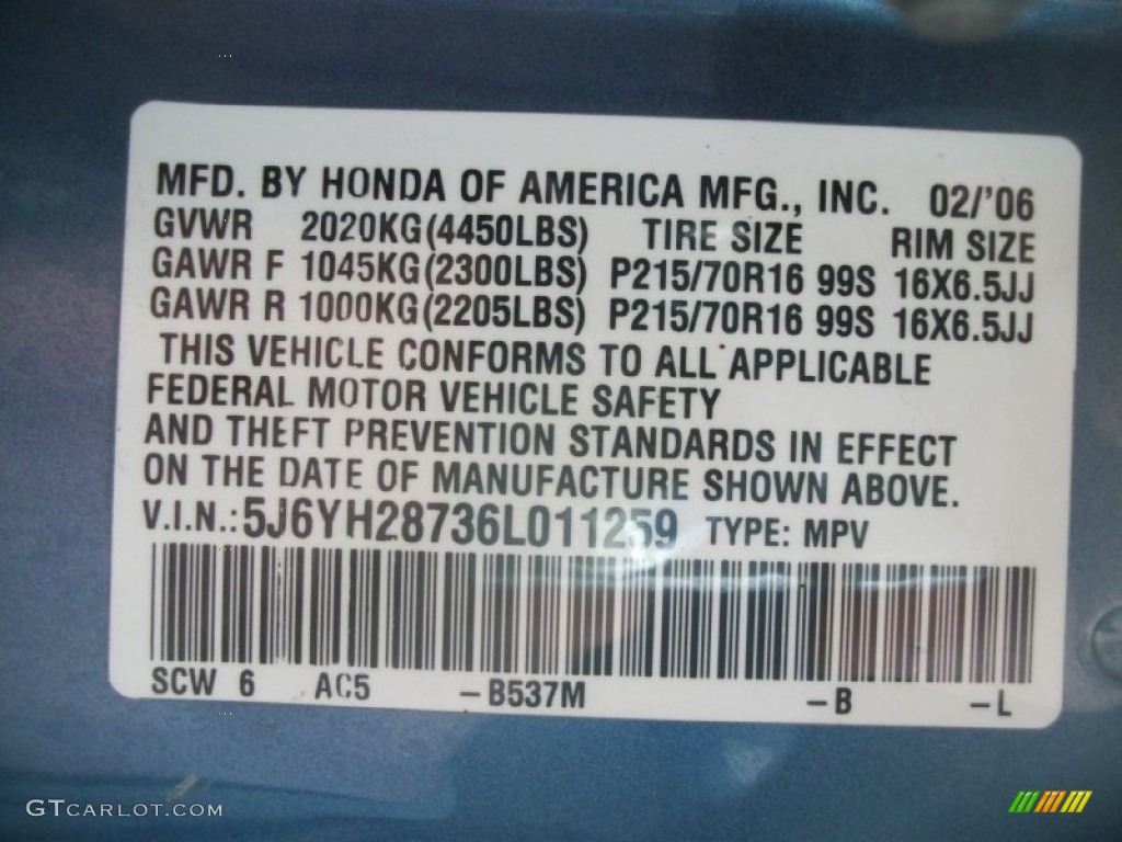 2006 Element Color Code B537M for Atomic Blue Metallic Photo #63271513
