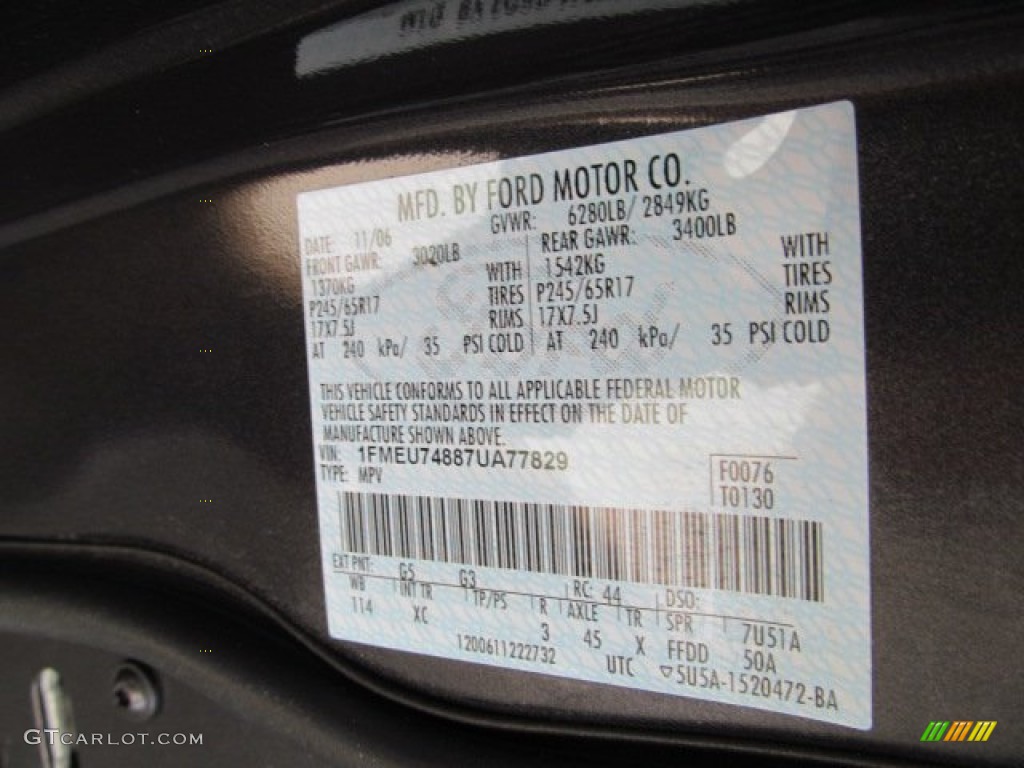 2007 Explorer Color Code G5 for Carbon Metallic Photo #63271912