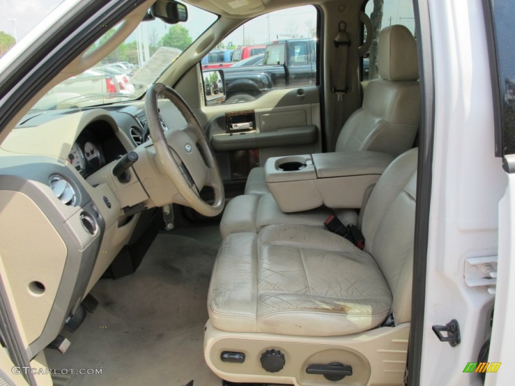 2004 F150 Lariat SuperCrew - Oxford White / Tan photo #6